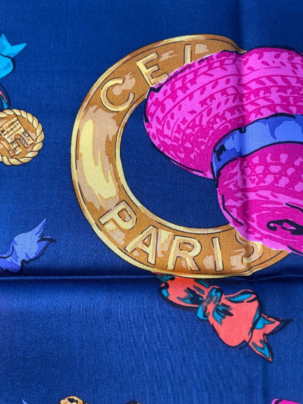 Céline Paris Cotton Scarf Colorful Hat Print - Picture 6 of 15